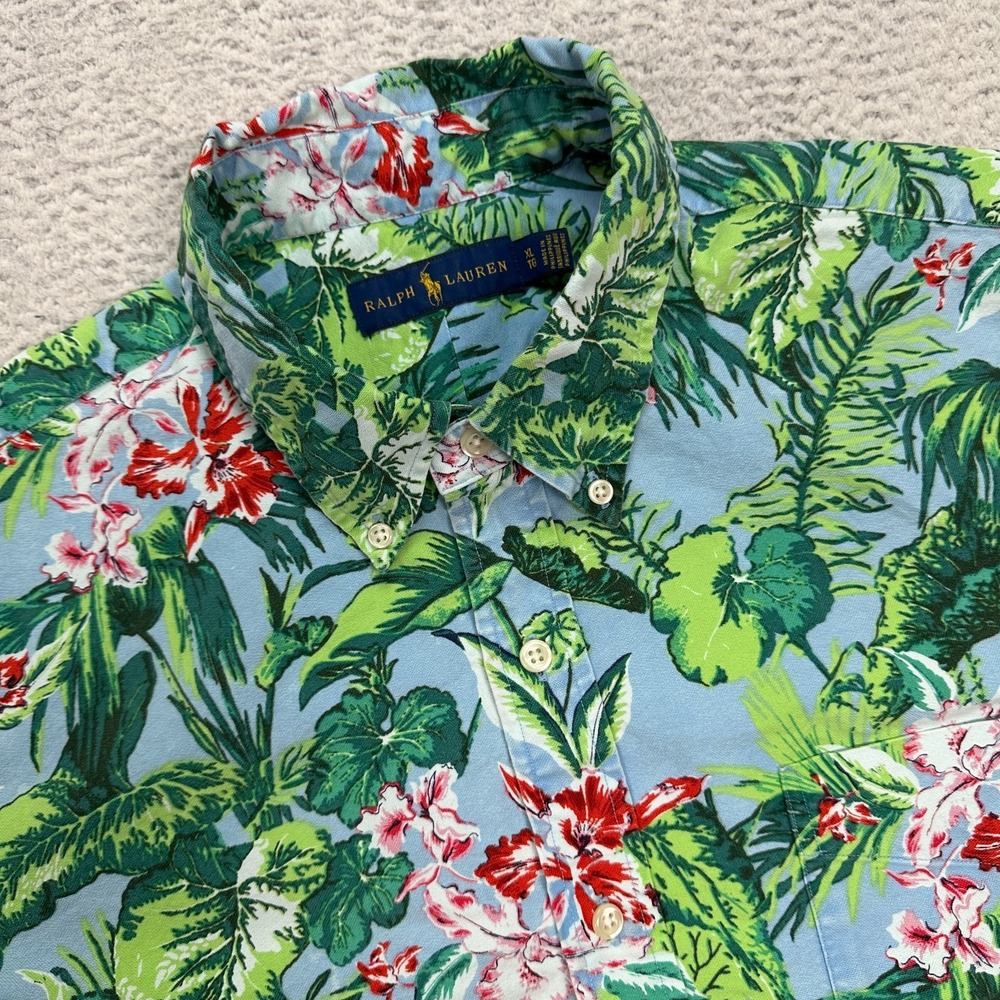 Polo Ralph Lauren Hawaiian shirt Mens XL Floral Colorful 100% Cotton Button down